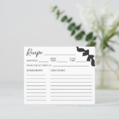 Carte de recette de douche de mariée à ruban noir (Debout devant)