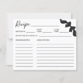 Carte de recette de douche de mariée à ruban noir (Devant)