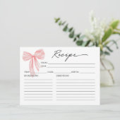 Carte de recette de douche de mariée à ruban rose (Debout devant)