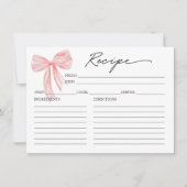 Carte de recette de douche de mariée à ruban rose (Devant)