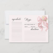 Carte de recette de douche de mariée à ruban rose (Devant)