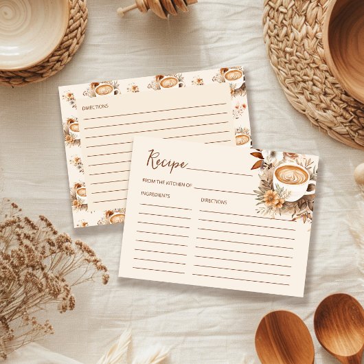 Carte de recette de douche de mariée au café Love 