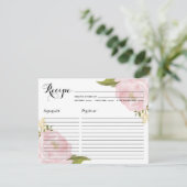 Carte de recette de douche de mariée aux pivoines  (Debout devant)