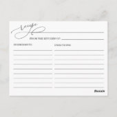 Carte de recette de douche de mariée aux roses bla (Dos)