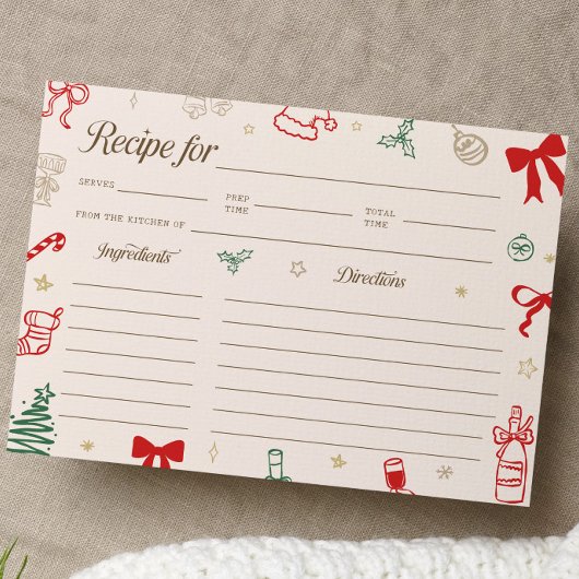 Carte de recette de douche de mariée de Noël