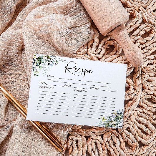 Carte de recette de douche de mariée de verdure