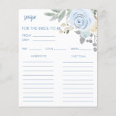 Carte de recette de douche de mariée d'hiver (Devant)