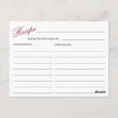 Carte de recette de douche de mariée d'hortensia r (Dos)