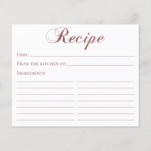 Carte de recette de douche de mariée élégante en r