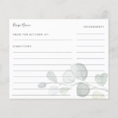 Carte de recette de douche de mariée Eucalyptus Go (Dos)