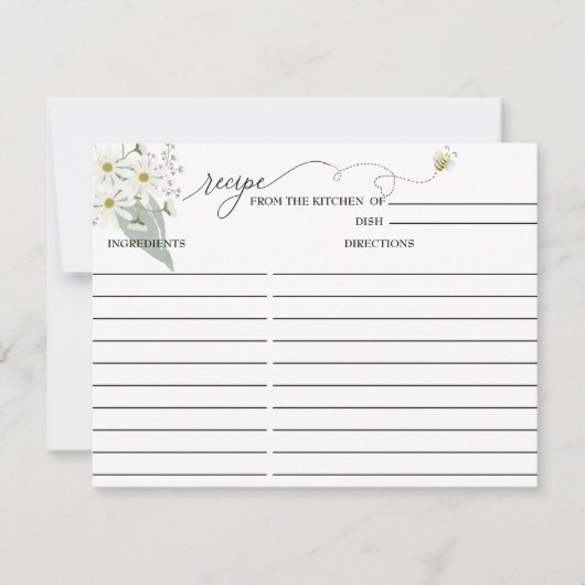 Carte de recette de douche de mariée | Floral Bee (Devant)