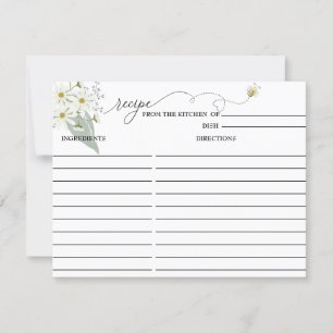 Carte de recette de douche de mariée Floral Bee