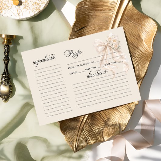 Carte de recette de douche de mariée florale à rub