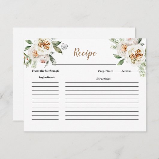 Carte de recette de douche de mariée florale blanc (Devant / Derrière)