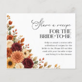 Carte de recette de douche de mariée florale d'aut (Dos)