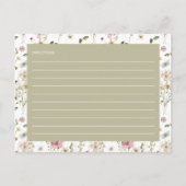 Carte de recette de douche de mariée florale Fleur (Dos)