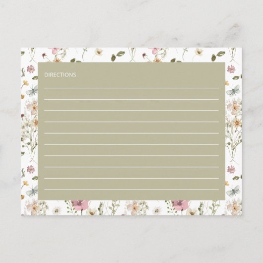 Carte de recette de douche de mariée florale Fleur (Dos)