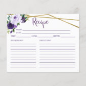 Carte de recette de douche de mariée florale viole (Devant)
