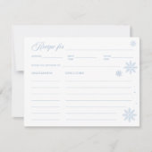 Carte de recette de douche de mariée hivernale (Devant)