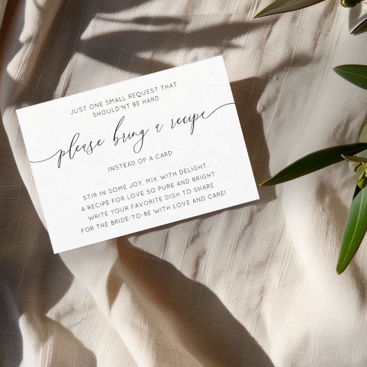 Carte de recette de douche de mariée moderne noir 