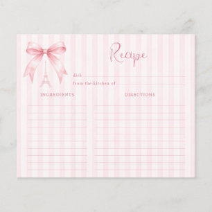Carte de recette de douche de mariée rose parisien