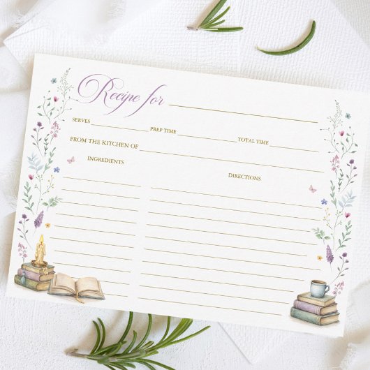 Carte de recette de douche de mariée sur le thème