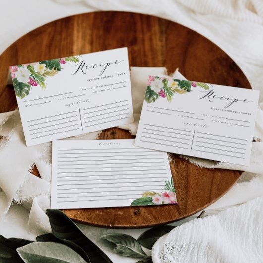 Carte de recette de douche Fleurs Tropicales Aquar