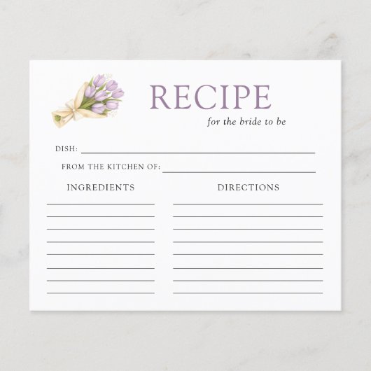 Carte de recette de douche nuptiale à l'aquarelle (Devant)
