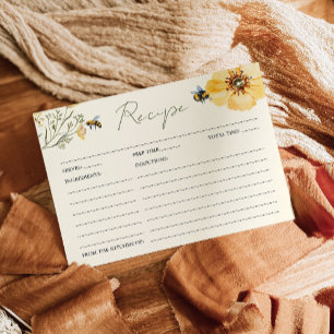 Carte de recette de douche nuptiale abeille fleur 