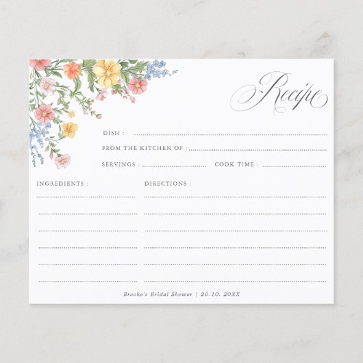 Carte de recette de douche nuptiale au pastel doux (Devant)