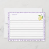 Carte de recette de douche nuptiale au texte viole (Dos)