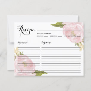 Carte de recette de douche nuptiale aux pivoines r