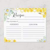 Carte de recette de douche nuptiale d'abeille à mi (Devant)
