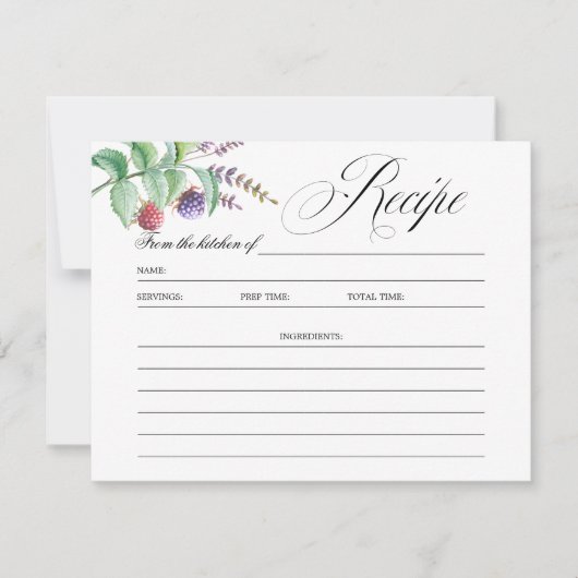 Carte de recette de douche nuptiale de baies botan (Devant)