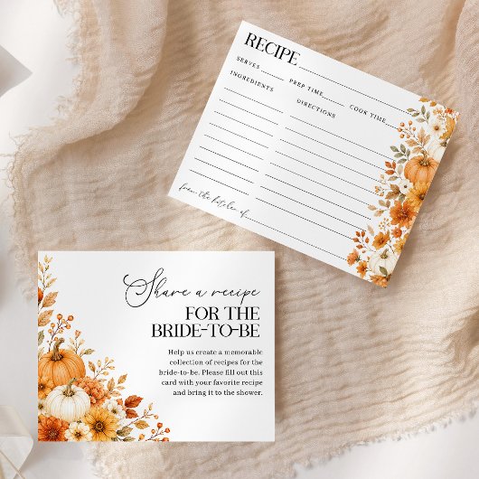 Carte de recette de douche nuptiale de citrouille