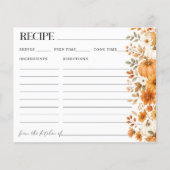 Carte de recette de douche nuptiale de citrouille (Devant)