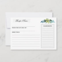 Carte de recette de douche nuptiale de couleur ver