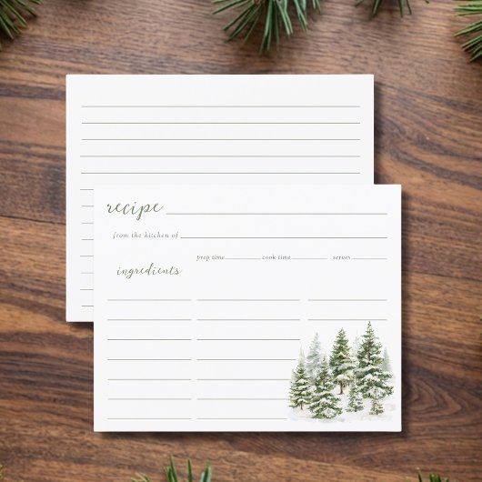 Carte de recette de douche nuptiale de forêt hiver