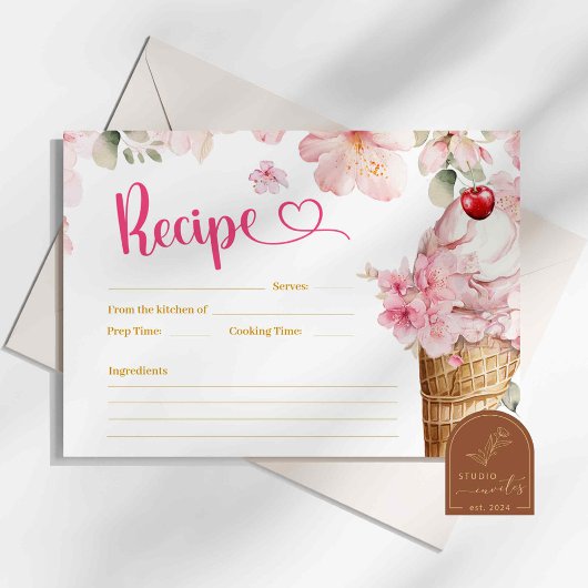 Carte de recette de douche nuptiale de glace de fl