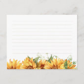 Carte de recette de douche nuptiale de tournesol (Dos)