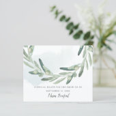Carte de recette de douche nuptiale Elegant Olive (Debout devant)