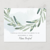 Carte de recette de douche nuptiale Elegant Olive (Devant)
