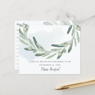 Carte de recette de douche nuptiale Elegant Olive
