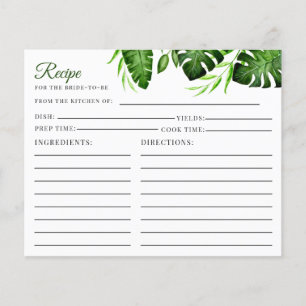 Carte de recette de douche nuptiale Feuilles de ju