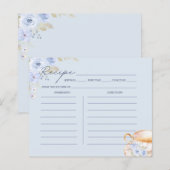 Carte de recette de douche nuptiale florale bleue (Devant / Derrière)