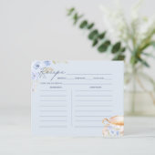 Carte de recette de douche nuptiale florale bleue (Debout devant)