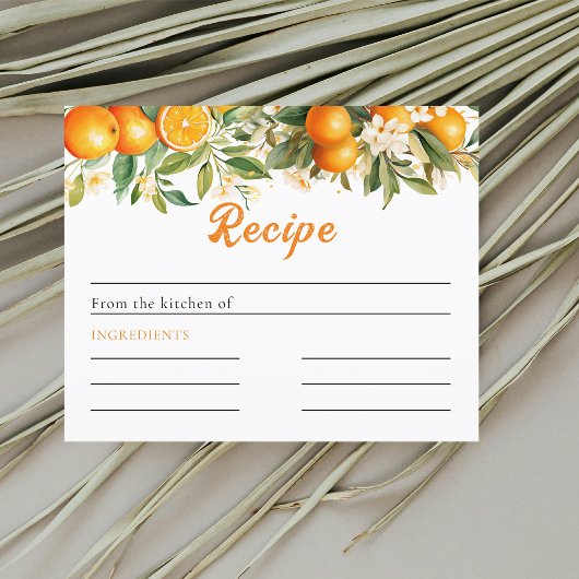 Carte de recette de douche nuptiale florale orange