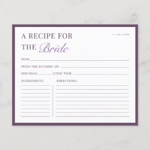 Carte de recette de douche nuptiale Moderne Auberg
