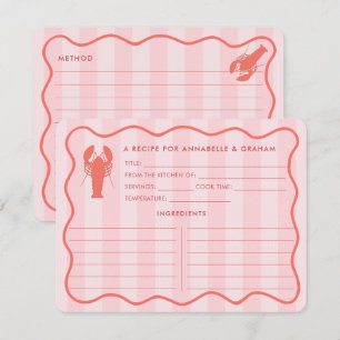 Carte de recette de douche nuptiale Red Pink Lobst