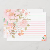 Carte de recette de douche nuptiale rose floral (Devant / Derrière)